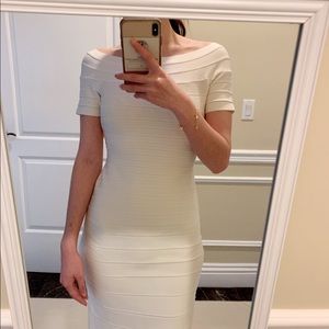 Herve ledger carmen off shoulder dress